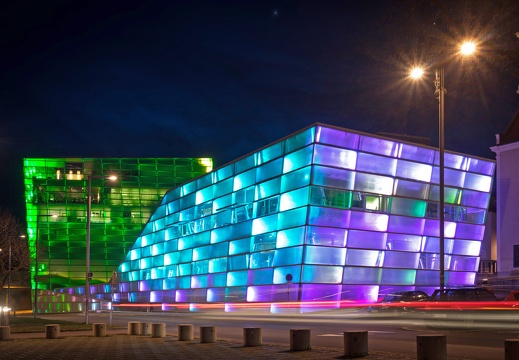 Ars Electronica Center in the evening